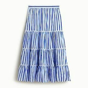J.Crew Tiered Midi Skirt in Stripes NWT